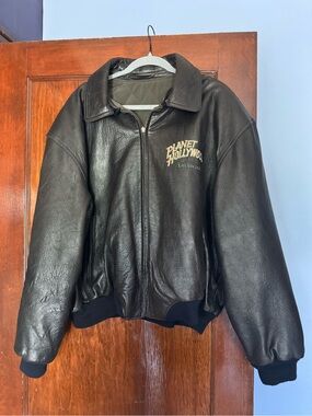 Planet Hollywood Las Vegas Brown Leather Bomber Jacket